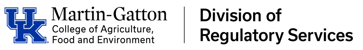 Logo for University of Kentucky, Martin-Gatton College of Agriculture, Food and Environment, Division of Regulatory Services